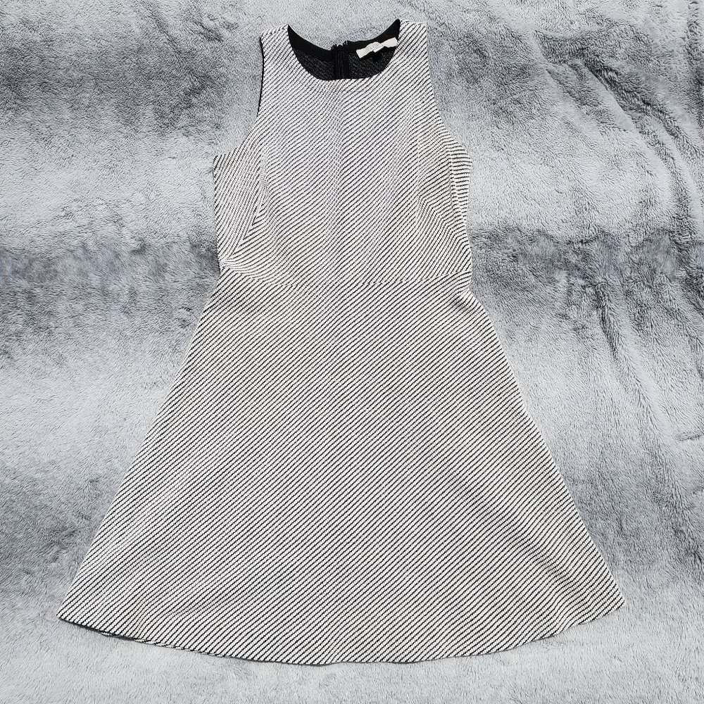 Loft Sleeveless Striped Dress Dark Grey
